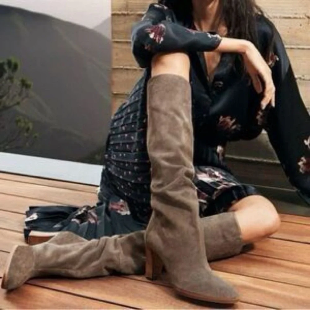 VINCE Casper Leather Knee High Pull-On Boots in Flint Gray Women’s Size 7.5 - Picture 14 of 15